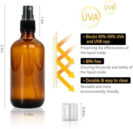 4oz Amber Glass Spray Bottles for Essential Oils with Funnels, Label&Marker - Image 2