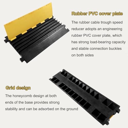 Cable Protector Ramp 4-Channel Rubber Cable Ramp, Heavy Duty Cable Protector Wire/Hose/Pipe Hider Driveway Protective Covering - Image 6