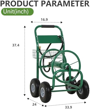 PayLessHere | Garden Hose Reel Cart | Holds Upto 300ft of 5/8" Hose | Green - Image 7