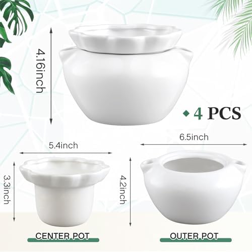 4 Set 6 Inch African Violet Pots Self Watering Ceramic - Image 4