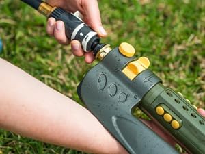 Vego Turbo Oscillating Sprinkler w/Quick Connector Starter Set Metal Base and 20 Precision Nozzles, 3-Way Adjustable for Large Yard and Lawn Covers up to 4973 sq. ft.-Seaweed Green - Image 2