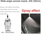 1/8, 1/4, 3/8, 1/2 inch Stainless Steel Solid Cone Nozzle, 304 Material nozzles, for high-Pressure and Low-Pressure Atomization Nozzle dust, Moisture, humidification, etc. - Image 3