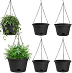 Nooulap 6 Pack Hanging Planters, 10 Inch Hanging Pots, Black by Nooulap