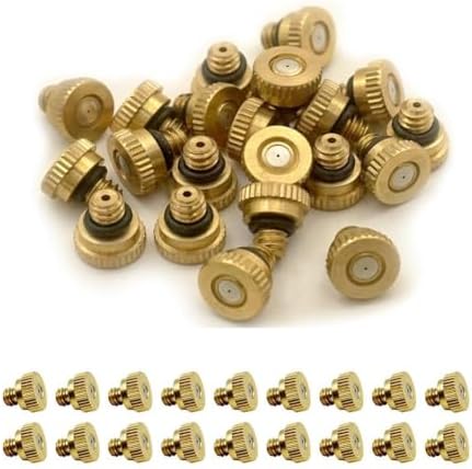 Mister nozzles brass Cooling System Brass Nozzle 10/24 UNC Brass Atomizing Nozzle Low Pressure Atomizing Sprayer used for spray disinfection, dust removal 50pc 0.5mm (0.0197in) 50pc 0.8mm（0.0315in） by Unknown