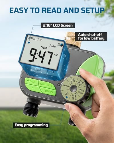 DEWENWILS 2-Zone Outdoor Hose Timer, Rain Delay & Manual Control for Lawn - Image 6