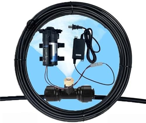 Outdoor Mister System For Outside Patio with Pump, Garden Irrigation System Kit With Brass Fog Nozzles, Misting Cooling System, Patio Mister For Backyard, Garden, Greenhouse, Umbrella, Deck, Canopy, P by Unknown