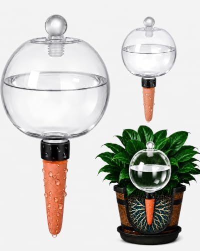 2 Pack 26 oz Extra Large Plant Self Watering Globes with Caps by Unknown