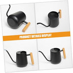 Stainless Steel Watering Can Black with Long Spout 1000ml - Image 5