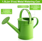 Green Metal Watering Can, 1.5L for Kids Comfort Handle - Image 2