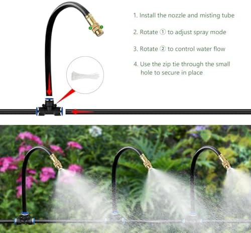 150FT Drip Irrigation System for Garden – Automatic Watering Kit with Solid Brass Metal Connectors, 360° Bendable Tubing &50 Adjustable Nozzles for Greenhouse, Lawn, Yard & Plants - Image 6