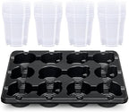 homenote 2 Pack 12 Cell Seed Starter Trays with 24 Clear 4 Inch Plant Pots by HOMENOTE