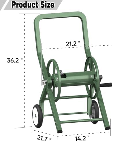 Artigarden Garden Hose Reel Cart with Wheels, Outdoor Hose Reel Cart, Green - Image 2