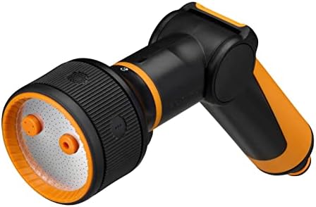 Fiskars spray gun, 3 functions, With jet, mist, rain shower spray pattern, Stepless thumb-operated flow control, Universal size, Black/Orange, 1065486 by Unknown