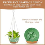 3 Pack Hanging Planter for Indoor Plants, 10inch Self-Watering Hanging Plant Pot, Macrame Plant Hanger with Pot, Chain, S & Ceiling Hooks, Removable Saucer and Drainage Holes for Garden Home - Green - Image 5