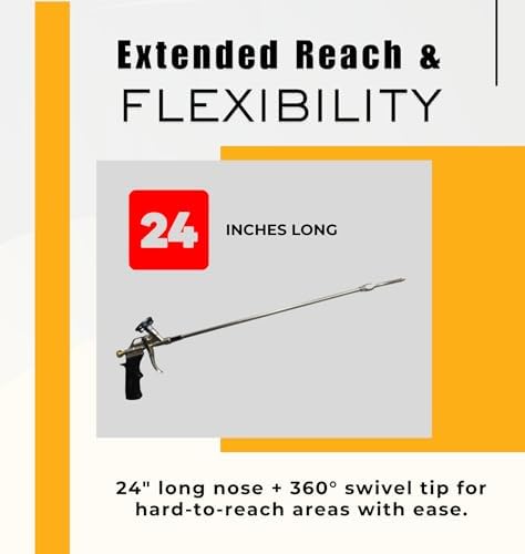 Vega Bond Professional Long Nose Applicator Gun for Spray Foam 360° 24-inch - Image 3