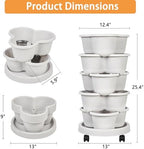 VECELO 5 Tier Vertical Garden Planter, Self Watering Stackable Planters with Wheels for Strawberries, Herbs, Flowers, Vegetables, Gray - Image 2