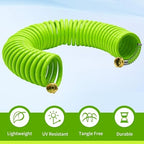 AUTOMAN Recoil Garden Water Hose 50 ft, EVA Curly Water Hose with Brass Connectors, Garden Hose Coil,Includes 7-Pattern Function Sprayer,Retractable,Corrosion Resistant Garden Coil Hose.Green - Image 4