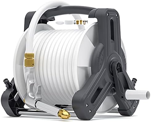 Hose Reel Cart Garden Hose Reels Wall Mount Floor Cleaning Hose Cart, Watering Hose Organizer, Household Portable Irrigation Tools, with High Pressure Water Gun (Color : A, Size : Hose Cart+15m Pipe by Unknown