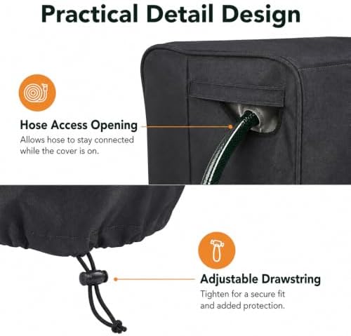 Garden Hose Reel Cover for Hoselink Classic 82FT 2018-2023 2024 2025 side Opening Drawstring Wall Mounted Retractable Hose Reel Shield,600D - Image 4