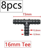 Generic 16mm 20mm 25mm Garden Irrigation Pipe Barb Connector Tee Elbow End Plug PE Pipe Coupler Micro Drip Irrigation Adapter For Garden(Red) - Image 2