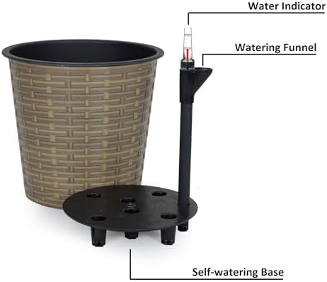 13.4" Self-Watering Wicker Planter, 13.4 Inch Round, Natural - Image 4