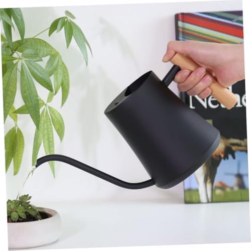 HEALLILY Vintage Stainless Steel Watering Kettle with Long Spout and Wooden Handle, Large Capacity Garden Watering Can for Indoor Plants and Outdoor Gardening, Black - Image 5
