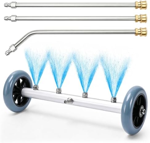 16 Inch Undercarriage Pressure Washer Attachment, Pressure Washer Undercarriage Cleaner, Under Car Washer Attachment with 3 Extension Wand, 4000 PSI by Javneo