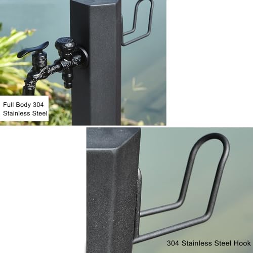 Outdoor Faucet Vertical Garden Water Column Stainless Steel Freestanding Garden Hose Holder for Garden Irrigation and Watering(50x5cm/20x2in) - Image 7