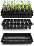 RooTrimmer 10 Pack 1020 Trays No Holes and 10 Pack 4.3" Deep 32 Cell Seed Starter Trays, 20" x 10" - Heavy Duty Plastic Nursery Flats for Seed Germination & Plant Propagation (10 Sets) by RooTrimmer