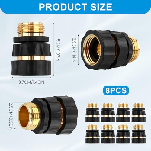 Quick Connect Hose Fittings Male and Female Set, 3/4 Inch Aluminum Garden Hose Fitting Quick Connector with Rubberized Grips, Water Hose Connector for Garden (8 Set) - Image 2