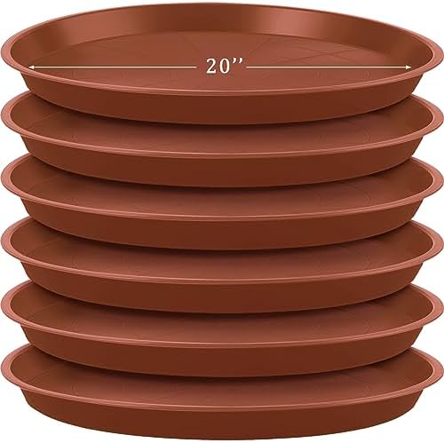 Eccliy 6 Pack Plastic Plant Saucer, Round, 20 Inch, Terracotta by Eccliy