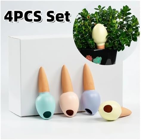 Plant Watering Globes 4PCS Automatic Plant Watering Stakes Eggs Self-Watering Spikes Ceramic Vacation Drip Irrigation Tool Devices - Image 2