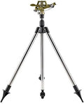 Gavigain Sprinkler on Tripod Base, Metal Pulsating Telescoping Sprinkler with Stakes, 1/2" Connector & Extension Legs for Lawn Yard Garden by Gavigain