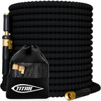 TITAN 50 ft Garden Hose – Lightweight Flexible Water Hose, Kink-Free Non-Expanding, High Flow, Solid Brass Fittings, Leak-Proof with Nozzle by Titan