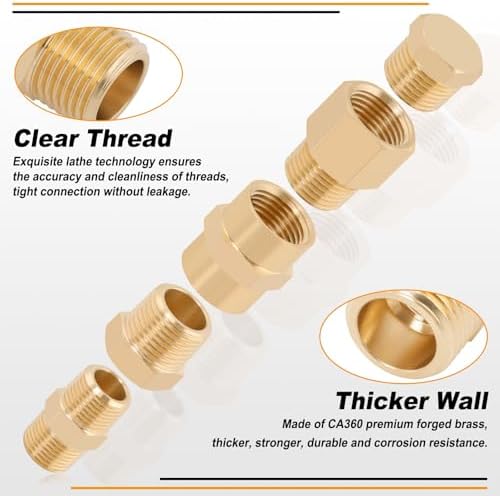 KOOTANS 96PCS Brass Pipe Fittings Assortment Kit - NPT Adapter, Reducer Bushing, Hex Nipple, Coupling, Head Plug, 45 & 90 Degree Barstock Street Elbow, Tee Fittings Kit - Image 4