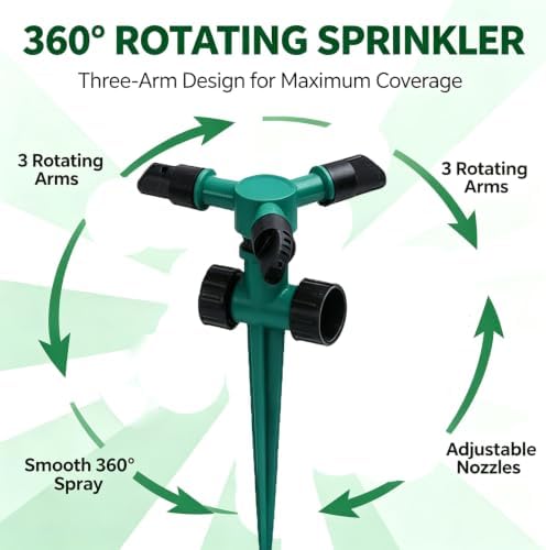 360-Degree Rotating Garden Sprinkler for Yard Large Area Coverage, Automatic Water Sprayer Irrigation for Garden, Adjustable Angle Water Sprinklers for Yard Lawn Greenhouse Vegetable Watering (3pcs) - Image 5