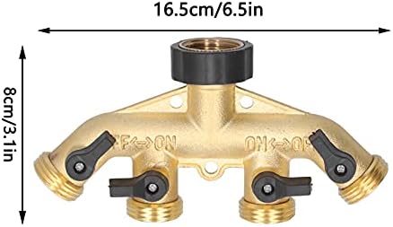 4-Way Heavy Duty Hose Splitter, Brass Garden Hose Adapter, Spigot Splitter & Water Manifold Connector, G3/4 Threads for Outdoor Faucet Watering - Image 2