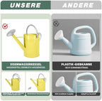 6.5L Beige Durable Galvanized Steel Watering Can - Rust-Resistant Rust-Proof Metal Pot with Removable Long Spout & Movable Ergonomic Handle for Indoor Outdoor Plants, Garden Lawn Flowers - Image 5