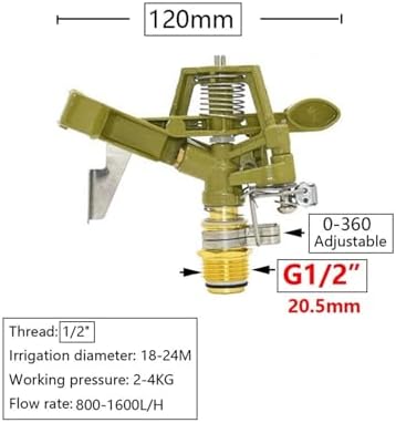 1pc Heavy Duty Zinc Alloy Rain Gun Sprinkler 1/2" to 2" 360° Rotary Irrigation Nozzle for Farm & Garden(Light green) - Image 3