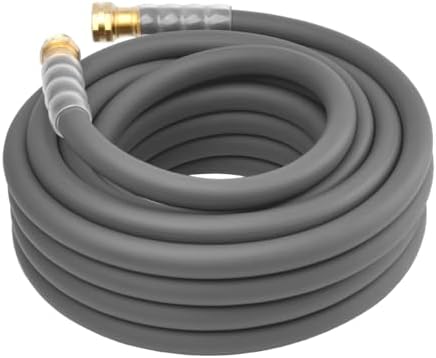 Heavy Duty Premium Garden Hose 25ft x 5/8", 300PSI Working, 1000PSI Burst, Hybrid Rubber Water Hose with Transparent Swivel Handle - Hot/Cold Water - Five Layered Braiding with Brass fittings (Grey) by Unknown