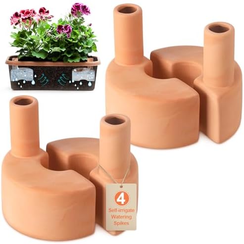 Blushtier 4 Pack Terracotta Self Watering Spikes 12.85 oz Large Capacity by Blushtier