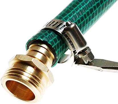 5/8" Brass Garden Water Hose Repair Mender Male Connector with Stainless Steel Clamp (Pack of 10) - Image 2