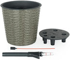 2-Pack Self-Watering Wicker Planters, 13.4 Inch, Gray - Image 5