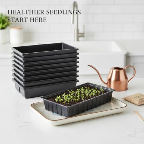 Indoor Gardening & Greenhouse Bench Seedling Trays, 10-Pack Solid Bottom Plant Germination Trays for Bottom Watering, 15.35 x 11.42 Inches - Image 2