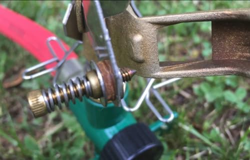 Dramm 15031 ColorStorm Premium Impulse Sprinkler with Heavy-Duty Metal Wheeled Base – Adjustable Brass Sprinkler Head, Waters up to 70 ft Diameter, Green - Image 3