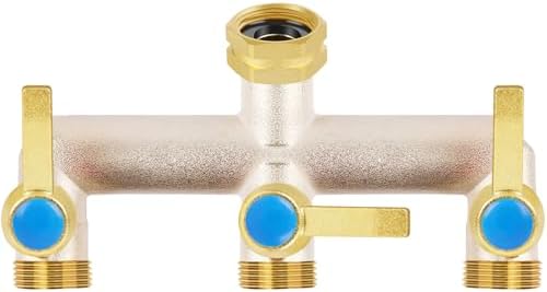 Upgraded Brass Garden Hose Splitter 3 Way Heavy Duty with Extension Handle by UQM