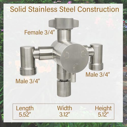 G-Sunny Stainless Steel Multi-Function Outdoor Faucet with Dual Garden Hose Adapter, Heavy Duty Outdoor Water Splitter with Extra Tap for Hand Washing, Bucket Filling (Dual Hose) - Image 6