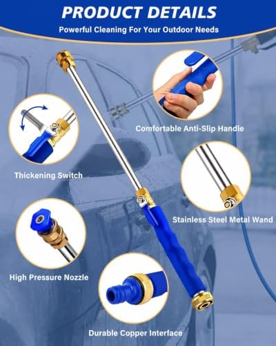 2026 Upgraded Jet Nozzle Power Washer for Garden Hose Includes 2 High-Pressure Nozzles 2× Rubber O‑ring seal 1x plumber's tape and Quick Connectors | Hydro Jet High Pressure Washer Tools - Image 2