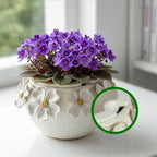HERDUK 7.5” Ceramic Self Watering African Violet Planter with Hand-Sculpted petalsl Design – Durable Indoor Plant Pot for Orchids, Succulents, and Houseplants by Herduk
