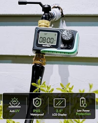 RAINPOINT Sprinkler Timer, 100% Metal Pipe Water Timer for Garden Hose, Programmable Hose Controller for Watering, Sprinkler Controller with Manual Watering/Rain Delay for Outdoor Lawn & Garden (2PCS) - Image 7